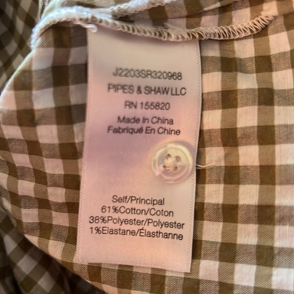 Veronica Beard Jeans Women’s Tenille Olive White Plaid Sleeveless Blouse Medium - Picture 14 of 15